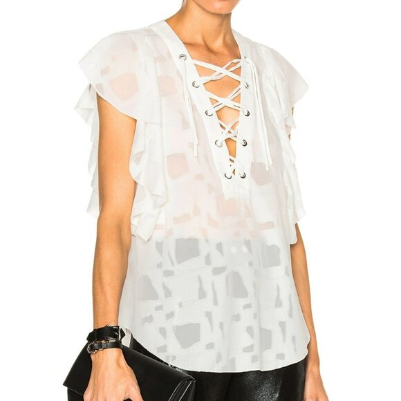 IRO Black Lace-Up Ruffle Blouse - Picture 11 of 11